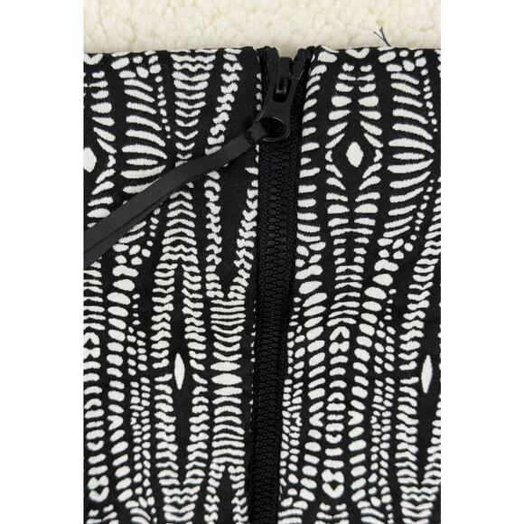 Lane Bryant Skirt Black White Geo Print Full Back Zipper Womens 16 Midi - Picture 5 of 12